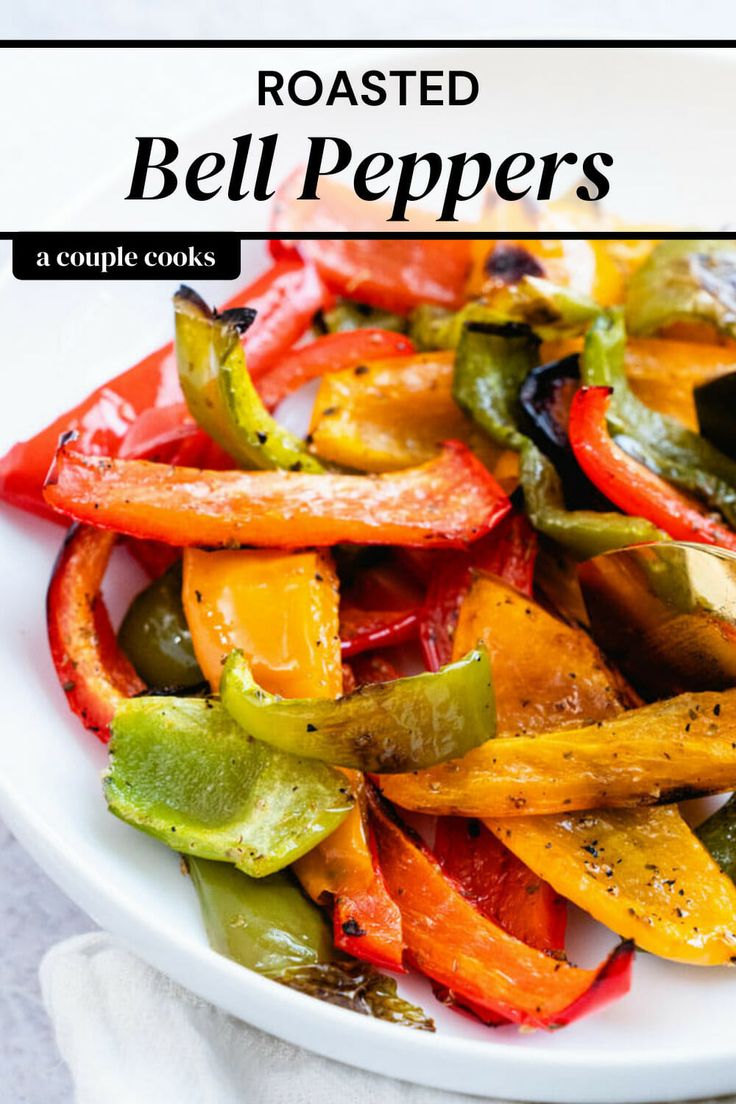 a white plate topped with sliced bell peppers