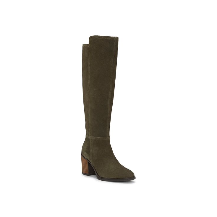 Lucky Brand-Bonnay Boot Sleek is the way to go when you're in the Bonnay boot from Lucky Brand. Suede construction brings a rich look to the almond-toe boot, elevated by a stacked block heel. Click here for Boot Measuring Guide. Modern Boots For Fall, Modern Tall Boots For Fall, Fall Boots With Reinforced Heel And High Shaft, Modern High Shaft Boots For Fall, Trendy Tall Suede Boots, Trendy High Shaft Leather Boots, Modern Fall Boots With Suede Lining, Brown Snip Toe Knee-high Boots For Winter, Green Ankle-high Boots With Leather Sole