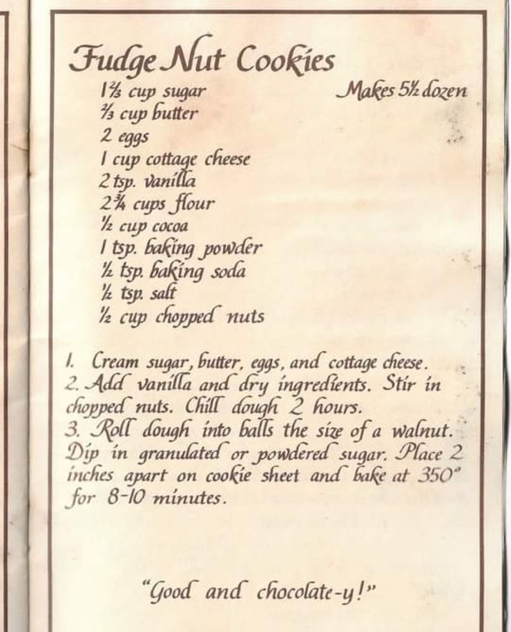 an old recipe for fudge nut cookies