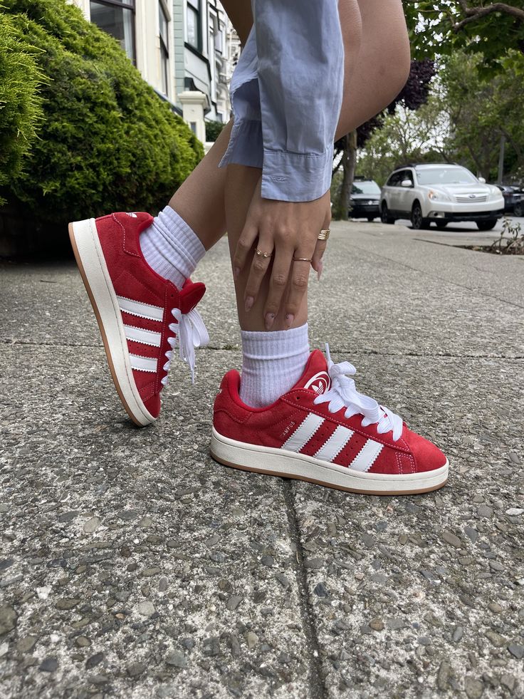 @ milaavaldivia must have shoe Red Adidas Shoes, Campus Adidas, Shoes Wishlist, Adidas Campus 00s, Basket Style, Adidas Shoes Women, Outfit 90s, Fresh Shoes, Adidas Campus