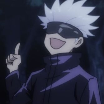 an anime character with white hair wearing a black mask and purple clothes, giving the peace sign