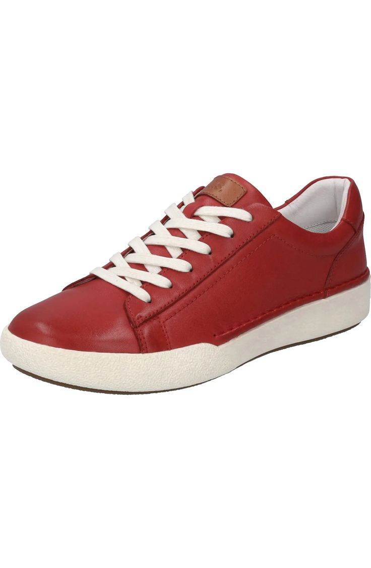 Josef Seibel Claire Sneaker (Women) | Nordstrom Classic Lace-up Walking Shoes With Air Cushioning, Classic Sneakers With Air Cushioning And Round Toe, Classic Sneakers With Air Cushioning, Red Leather Sneakers For Light Sports, Leather Lace-up Sneakers With Air Cushioning, Sporty Lace-up Sneakers In Swift Leather, Leather Low-top Sneakers With Air Cushioning, Functional Leather Sneakers With Removable Insole, Walking Sneakers With Cushioned Footbed