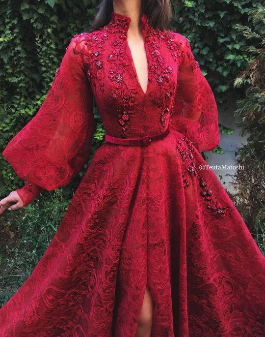 Essential Maroon Gown | Teuta Matoshi Maroon Gowns, Maroon Gown, Teuta Matoshi, Most Beautiful Wedding, Most Beautiful Wedding Dresses, Fantasy Dress, Beautiful Wedding Dresses, Fancy Dresses, Dream Dress