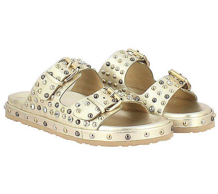 Super-comfortable with stud detailing and adjustable buckle straps, the Chloe is a laid-back sandal that elevates the look of anything from a sundress to your favorite denim shorts. From Saint G. Leather Sandals With Gold Studs For Spring, Casual Summer Sandals With Rivets, Summer Beach Sandals With Gold Studs, Gold Studded Sandals For Summer, Leather Sandals With Gold Studs For Summer, Casual Rivets Sandals For Spring, Spring Beach Sandals With Gold Studs, Casual Sandals With Gold Studs For Summer, Casual Gold-studded Sandals For Summer