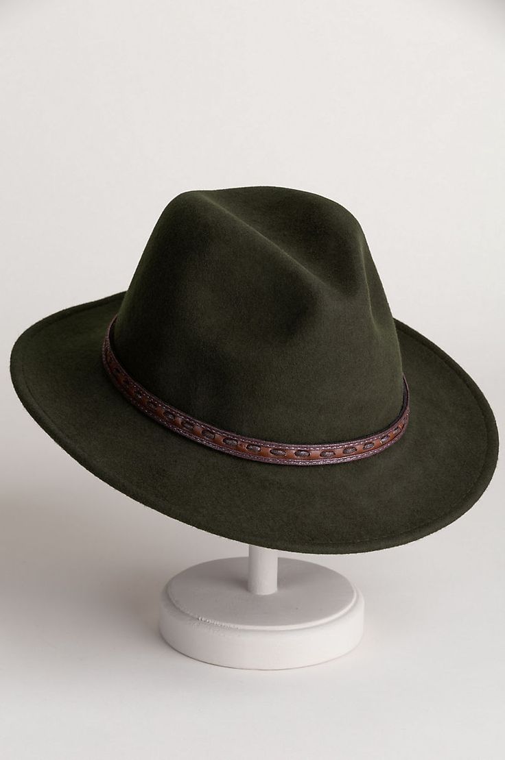 Overland Sierra Crushable Wool Safari Hat | Overland Leather Fedora For Country Events, Leather Fedora For Travel In Fall, Leather Fedora For Fall Travel, Fall Travel Leather Fedora, Leather Felt Hat With Flat Brim For Fall, Leather Fedora For Hunting, Fall Leather Fedora For Country Events, Leather Curved Brim Felt Hat For Fall, Leather Felt Hat With Curved Brim For Fall