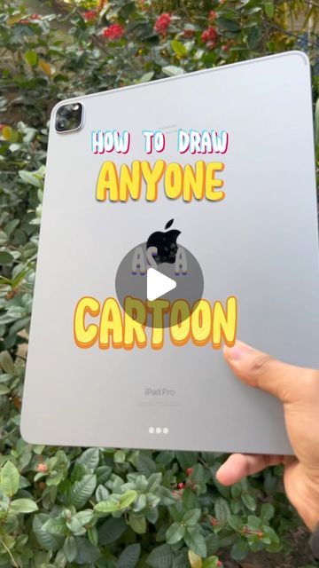 someone holding up an ipad with the text how to draw anyone cartoon on it