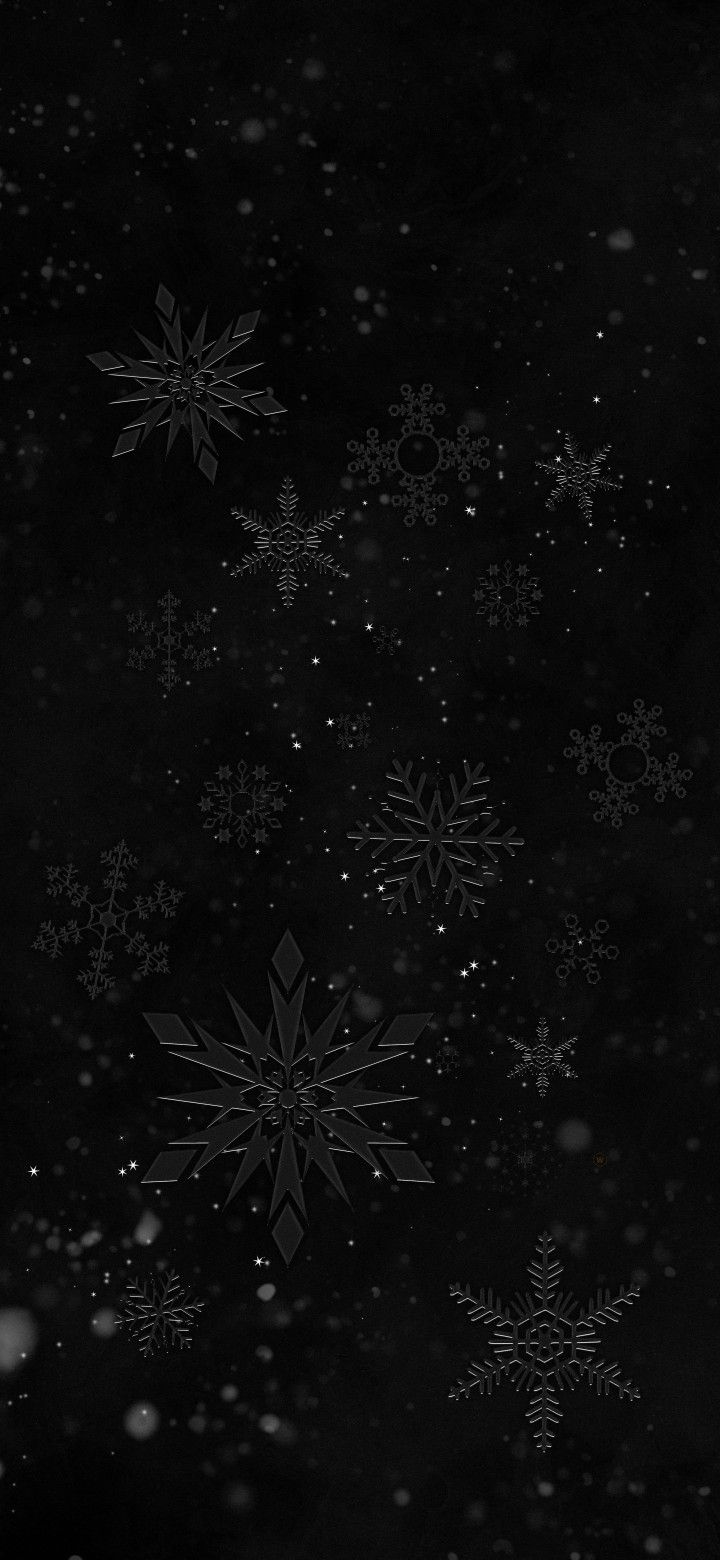 black and white photograph of snowflakes in the dark