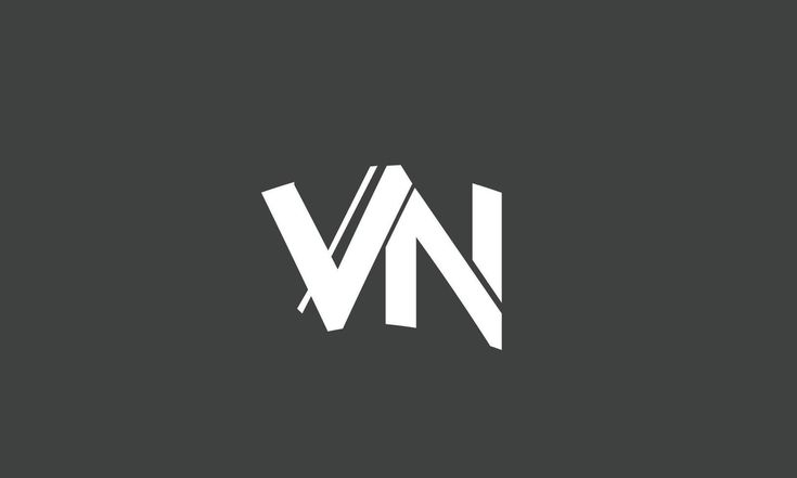 the letter vn is made up of white letters on a black background with diagonal stripes