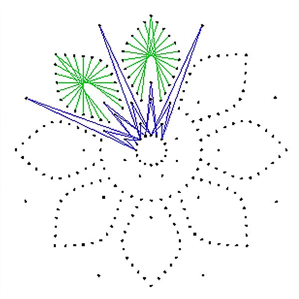 an image of fireworks with dots and lines