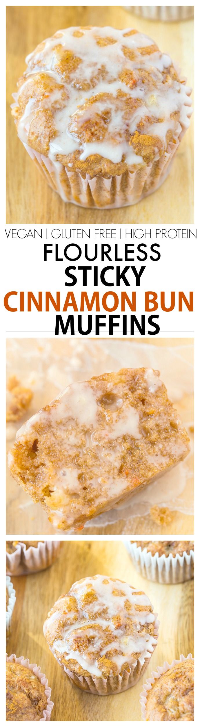 there is a muffin with icing on it and the words, flour's sticky muffins