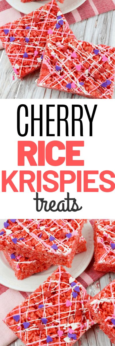 cherry rice krispies treats with sprinkles on top and in the middle