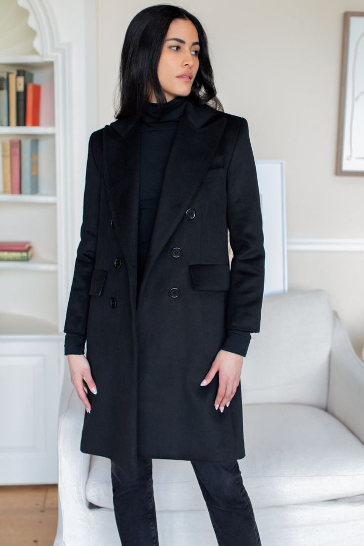 Emerson Fry, Black Wool Coat, Coat Black, Menswear Inspired, Black Wool, Button Detail, Black Coat, Wool Coat, Flap Pocket