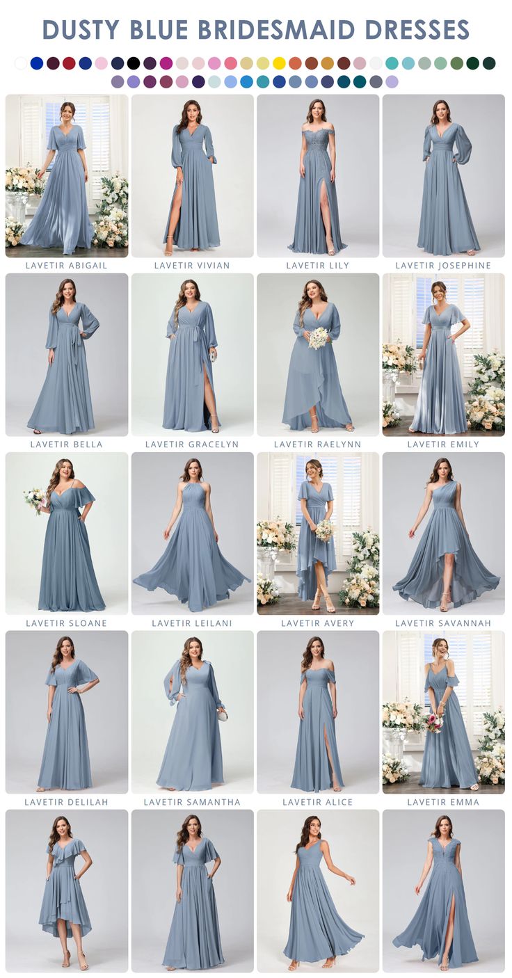 Dusty Blue Bridesmaid Dresses Bridesmaid Dresses Dusty Blue, Lavender 15, Dusty Blue Bridesmaid, Dresses Lavender, Blue Quince, Dusty Blue Bridesmaid Dresses, Birdy Grey, Gaun Fashion, Blue Themed Wedding