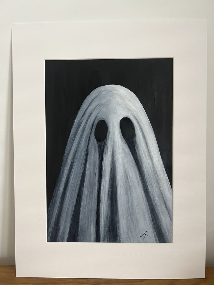 a black and white painting of a ghost