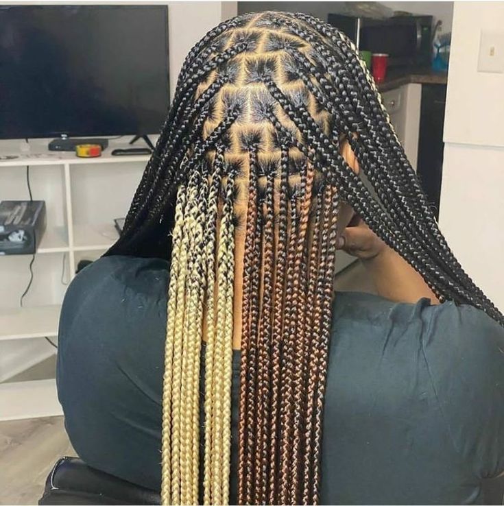 Safe Hairstyles, Tina Snow, Peekaboo Hair Colors, Vacation Hair, Feed Ins, Colored Box Braids, Lemonade Braids, Peekaboo Hair, Big Box Braids Hairstyles