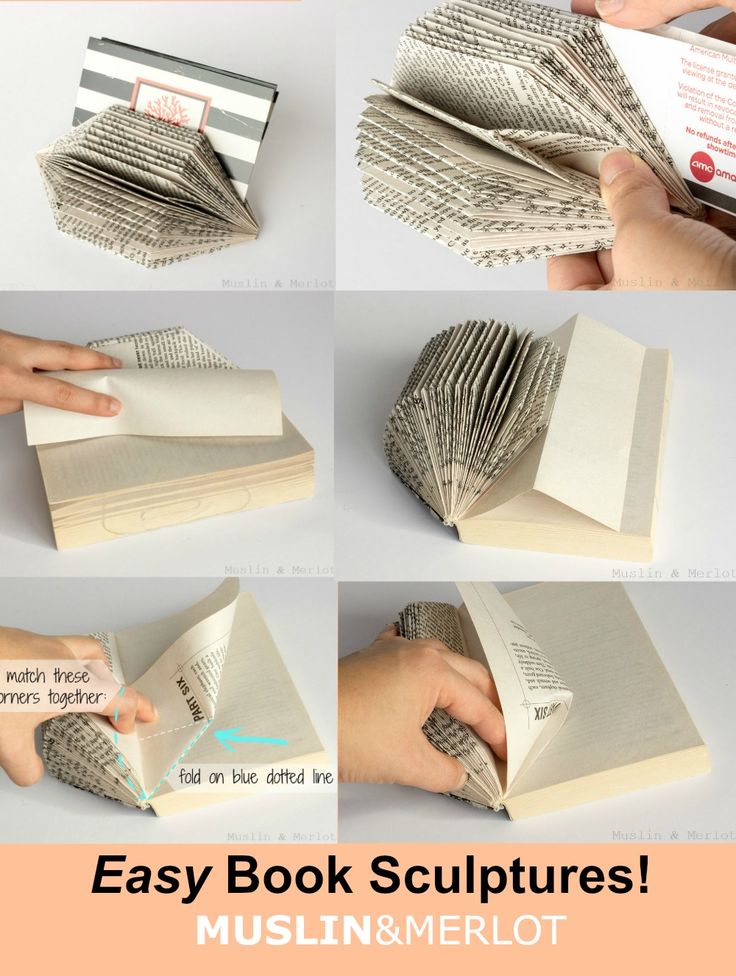 how to make an easy book sculpture out of old books - step by step instructions