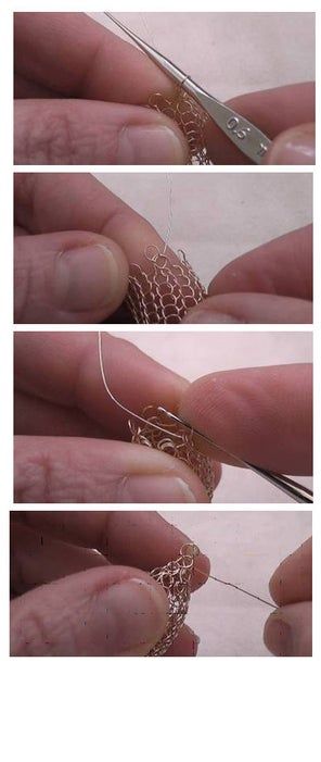 three pictures showing how to cut wire with scissors