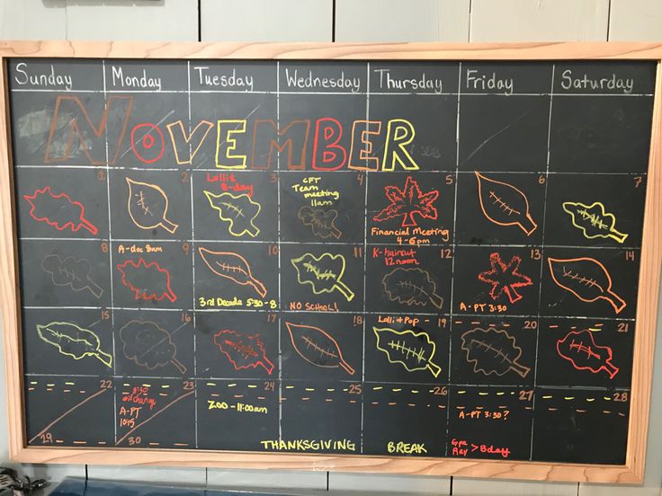 a blackboard with writing on it that says november