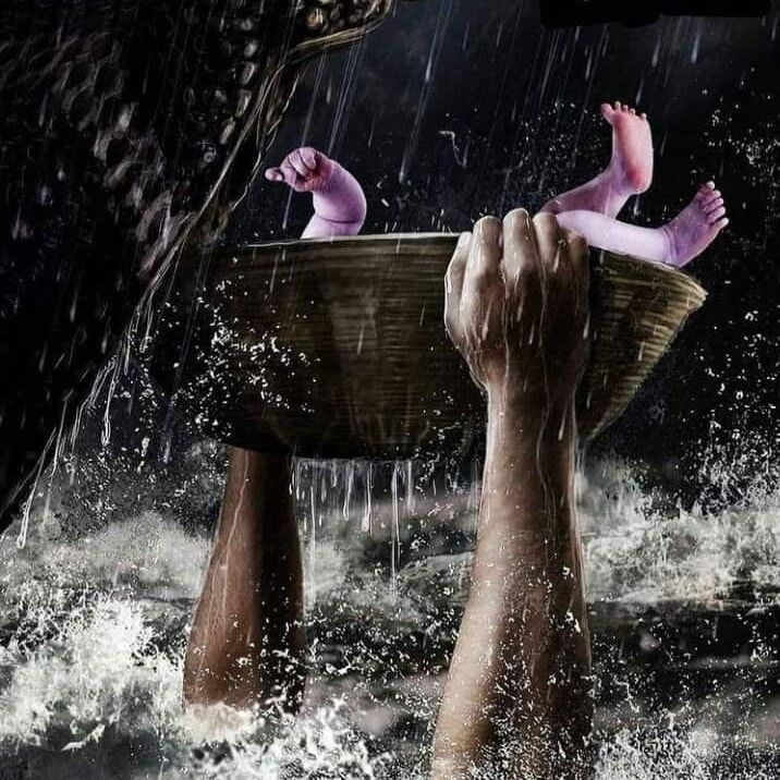 two hands are holding a basket in the water while another hand is reaching for it