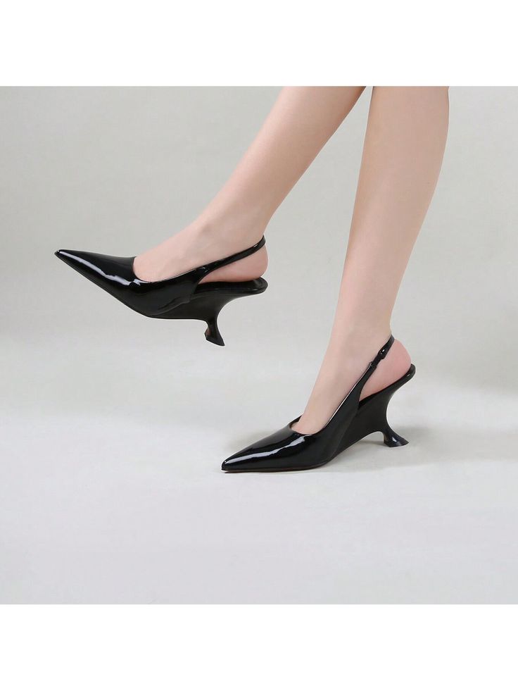 SIZE: The heel is about 3.5 inches. If you have any questions about this elegant patent heels, please feel free to contact us.Occasion type: casual,partyClosure type: buckle styleStyle: Fashion FashionHeel Type Wedge HeelLifestyle FashionVertundy Sandals Pointed Toe Wedge Mules For Women Sexy Closed Toe Slip On Pumps Dressy Slingbacks Black Elegant,Glamorous   PU Leather Plain,Textured Pattern Slingbacks   Women Shoes, size features are:Bust: ,Length: ,Sleeve Length: Slip-on Closed Toe Mules For Evening, Evening Mules With 4-inch Heel And Closed Toe, Synthetic Closed Toe Mules With 4-inch Heel, Black Pointed Toe Synthetic Slip-ons, Black Pointed Toe Wedge Sandals With 4-inch Heel, Wedge Mules, Patent Heels, Slip On Pumps, Fashion Heels