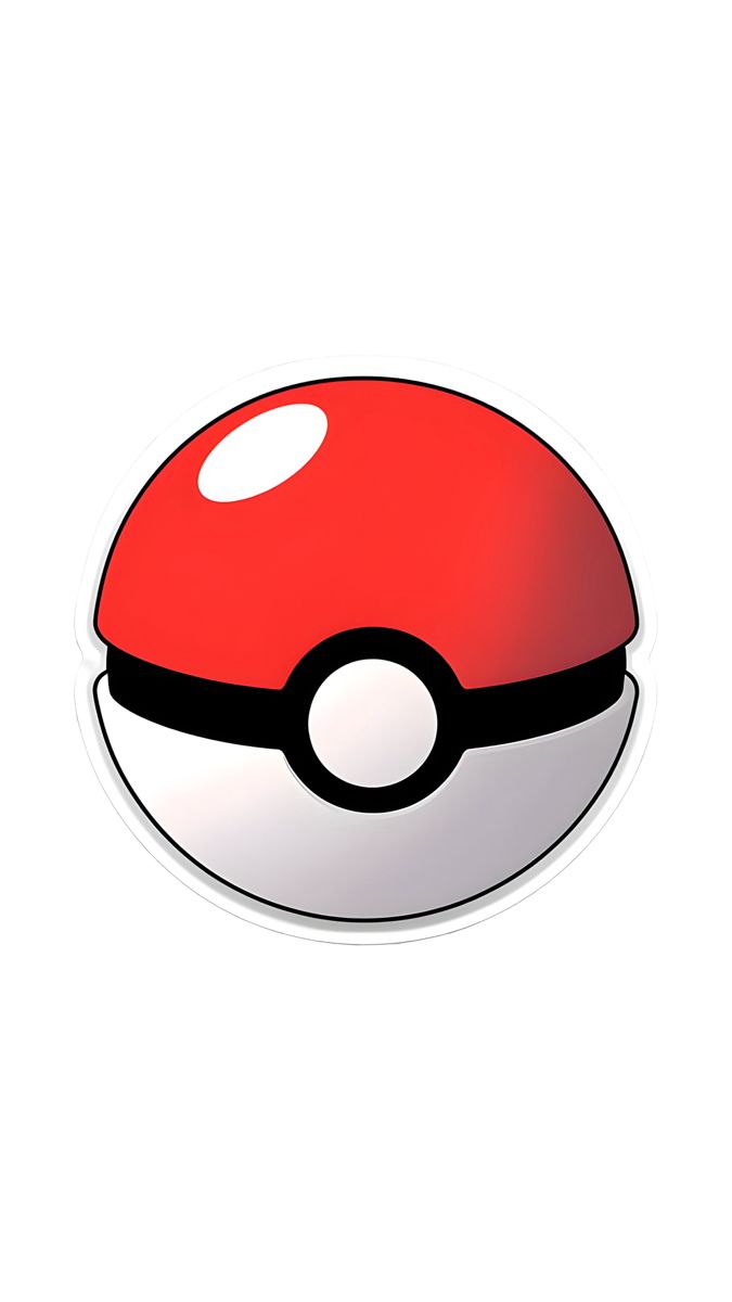 a red and white pokemon ball sticker on a white background