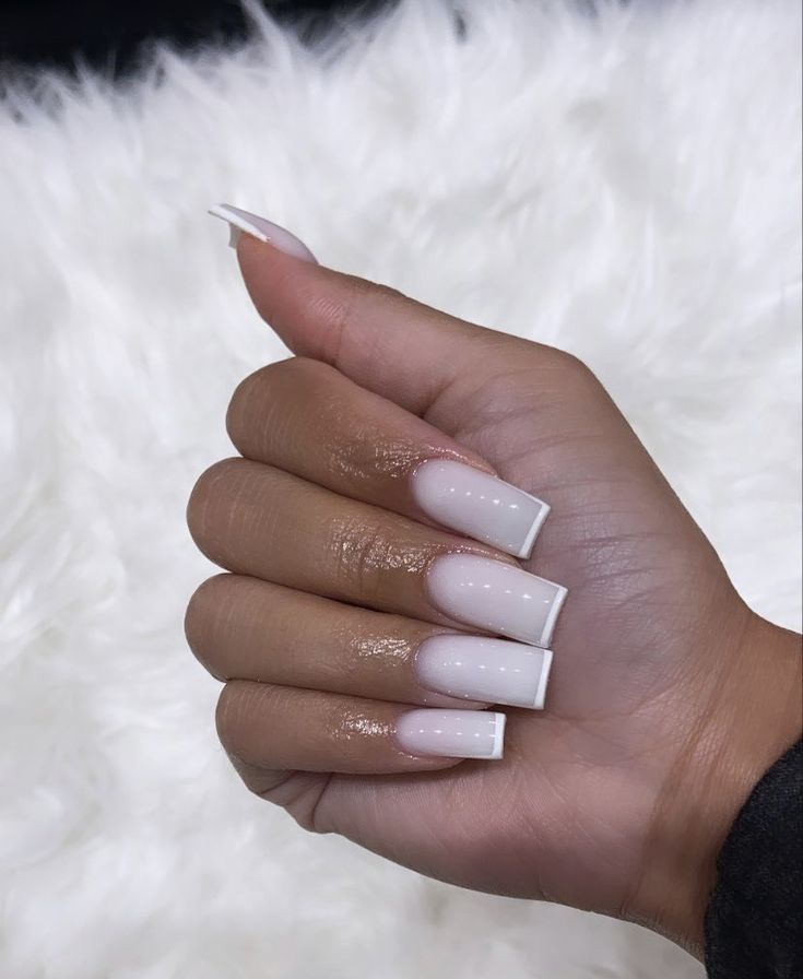 Pink Tip Nails, Pale Pink Nails, Milky Nails, Acrylic Toe Nails, White Acrylic Nails, French Tip Acrylic Nails, Short Square Acrylic Nails, Acrylic Nails Coffin Pink, Nails Only