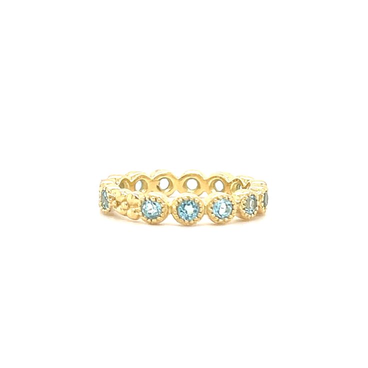 Our beautiful hand-made Jasmine band with Blue Topaz gemstones adorned by a single flower is set in 18k gold! Stack it with our other Jasmine bands or Wildberry bands or by itself. Add some color to your wardrobe with this piece! 18k Yellow Gold Blue Topaz Gemstones Flower in band Can be worn as an Anniversary Band Size 6 1/2 *Please contact us at info@laurensigmancollection.com to inquire about alternative sizes LS Collection Wild Berry, Single Flower, Anniversary Bands, Topaz Gemstone, Beautiful Hand, Blue Topaz, Topaz, 18k Gold, Yellow Gold