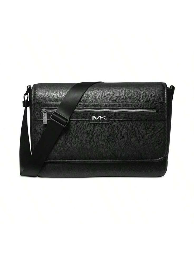 Travel from event to event and cross off your to-do list with the utmost in all-black style when you team up with this logo messenger bag from Michael Kors. 
13-7/10" W x 9-4/5" H x 3-1/2" D 
Adjustable 27" strap 
Zip pocket 
Laptop pocket 
Interior pocket 
Logo at front 
Shell: polyurethane, cotton, polyester; lining: polyester 
Spot clean 
Imported 
Men's Explorer MK Messenger Bag Black     Plain    Men Bags, size features are:Bust: ,Length: ,Sleeve Length: Mens Luggage, All Black Fashion, Black Plain, Michael Kors Men, Pocket Logo, Messenger Bag Men, Laptop Pocket, Black Style, Kids Beachwear