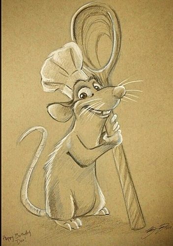 a drawing of a rat holding a baseball bat and wearing a mouse's hat