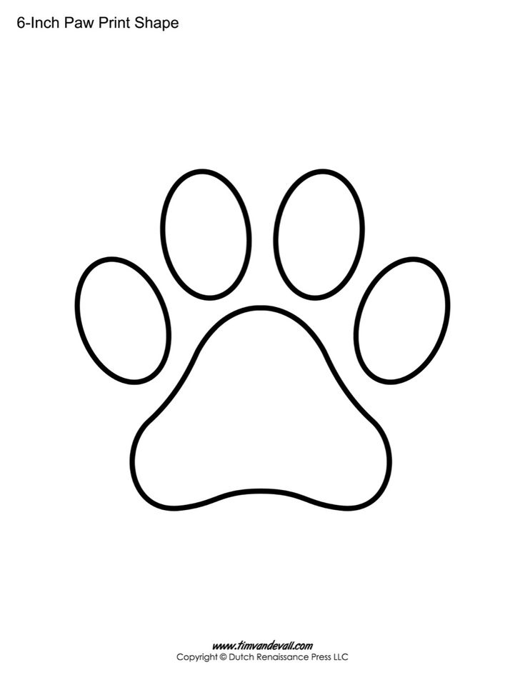 an animal paw printable on a white background with the words 4 - inch paw print shape