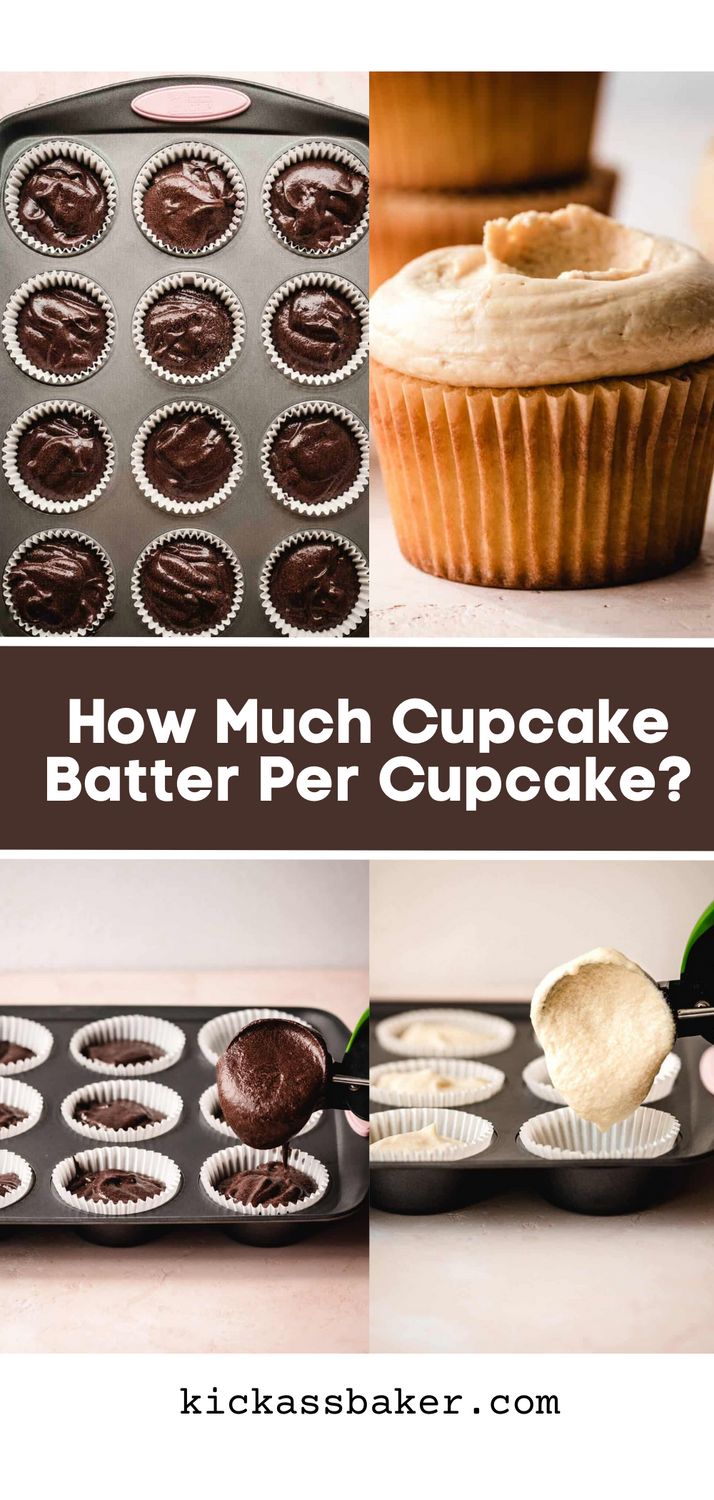 how much cupcake batter per cupcake is in the baking pan and then has to be filled with frosting