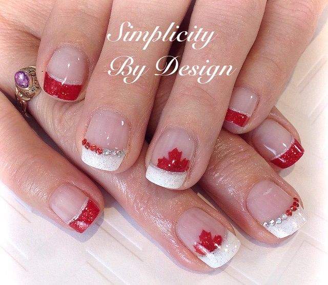 Day 183: Canada Day Nail Art - - NAILS Magazine Canada Day Nails Designs, Canadian Nails, Kids Manicure Ideas, Nature Nails Designs, Canada Day Nails, Canada Nails, Holidays Nails, Lcn Nails, Kids Manicure