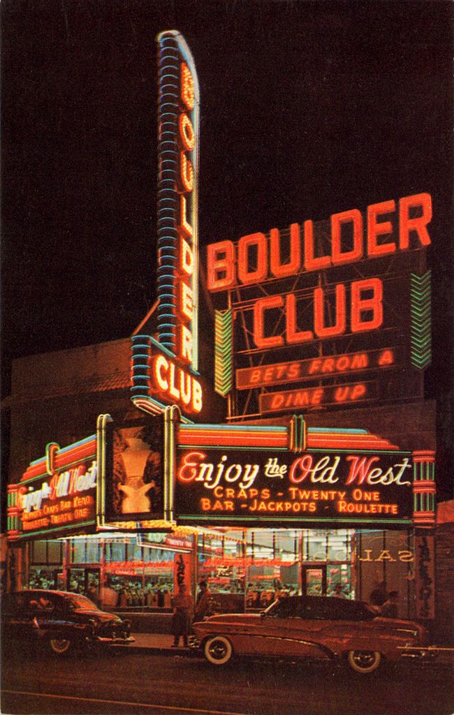 an old photo of the boulder club at night