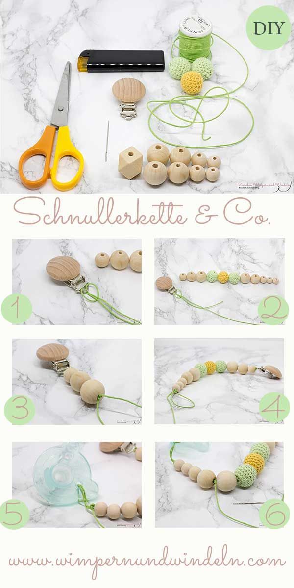 the instructions for making beaded necklaces with wood beads and thread on marble counter top