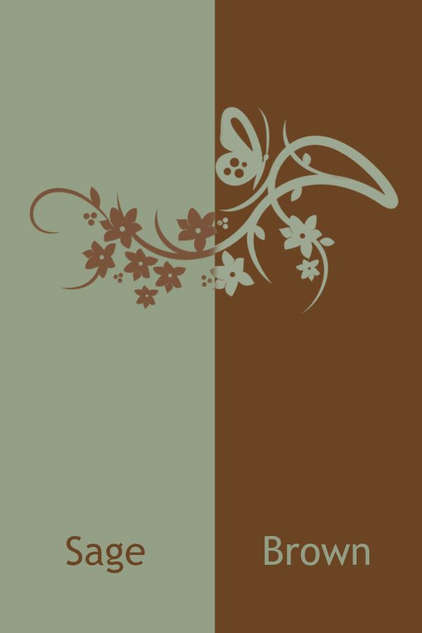 the same color scheme for sage and brown, with flowers on each side in different colors