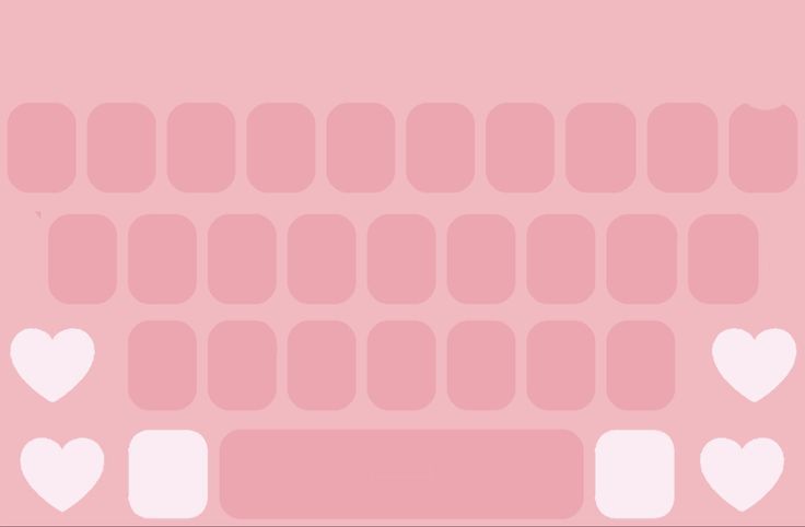 a pink background with white hearts on the top and bottom half of the keyboard,