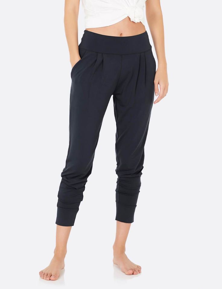 Downtime Lounge Pant | Boody Eco Wear US | Tapered Sleep Pants Women Casual Yoga Pants With Elastic Side Panels, Athleisure Ankle-length Bottoms With Elastic Side Panels, Workout Bottoms With Elastic Waistband Ankle-length, Workout Ankle-length Bottoms With Elastic Waistband, Workout Pants With Elastic Waistband, Yoga Joggers With Elastic Waistband, Athleisure Tapered Leg Pants With Side Pockets, Comfort Stretch Tapered Leg Workout Pants, Workout Bottoms With Pockets, Ankle-length