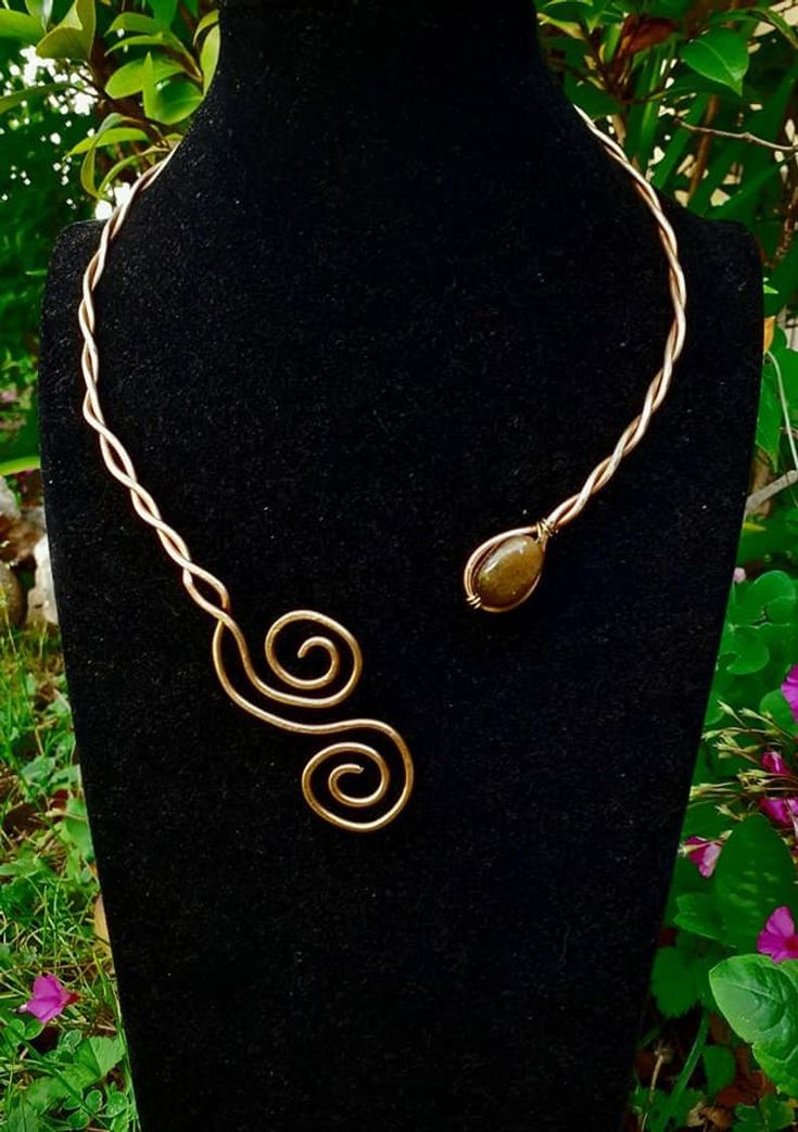 Adjustable Spiral Bronze Jewelry, Adjustable Bronze Spiral Jewelry, Bohemian Spiral Metal Necklace, Bohemian Bronze Jewelry With Copper Wire, Bronze Wire Wrapped Spiral Jewelry, Bronze Spiral Wire Wrapped Jewelry, Bohemian Spiral Hand Wrapped Jewelry, Unique Brown Spiral Jewelry, Bohemian Bronze Copper Wire Jewelry