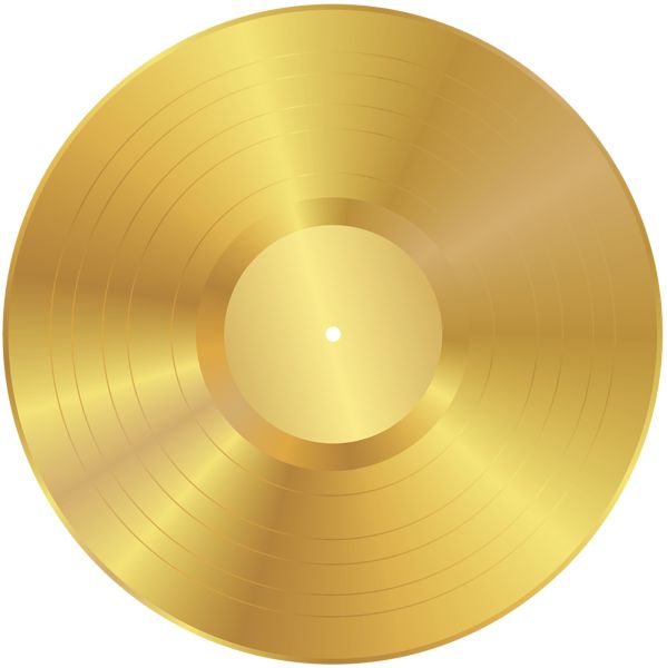 a gold record on a white background with clipping path to the top right side