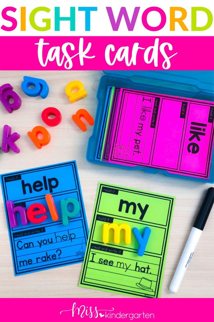 sight word task cards with the words help me to write and spell them in different colors