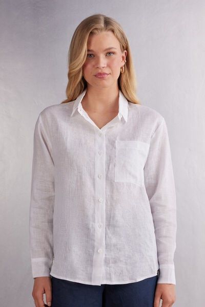 Linen cloth shirt with front pocket and cuffed sleeves. Relaxed fit.
The model is 5’ 9” (175 cm) tall and is wearing a size S. Classic Tops With Rolled Sleeves For Casual Gatherings, Classic Shirt With Rolled Sleeves For Casual Gatherings, Casual Long Sleeve Shirt With Cuffed Sleeves, Classic Long Sleeve Blouse For Casual Gatherings, Relaxed Fit Shirt With Cuffed Sleeves And Shirttail Hem, Casual Everyday Shirt With Cuffed Sleeves, Spring Tops With Welt Pockets For Casual Gatherings, Classic Tops With Roll-up Sleeves For Casual Gatherings, Classic Shirt With Pockets And Straight Hem