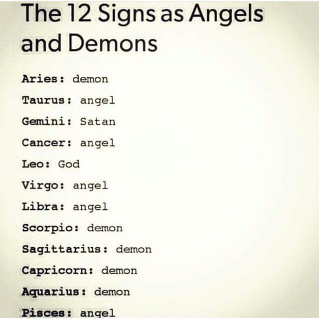 the 12 signs as angels and demons