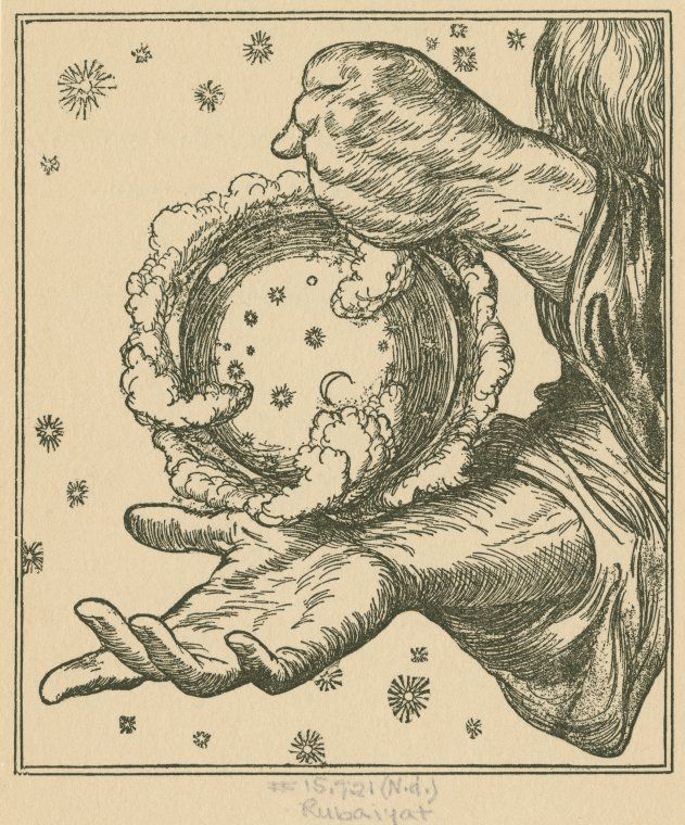 a drawing of a person holding a ball in their hand with snowflakes on it