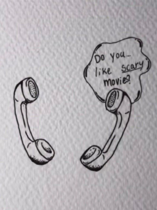 a drawing of two phones with the words do you like scary movie written on them