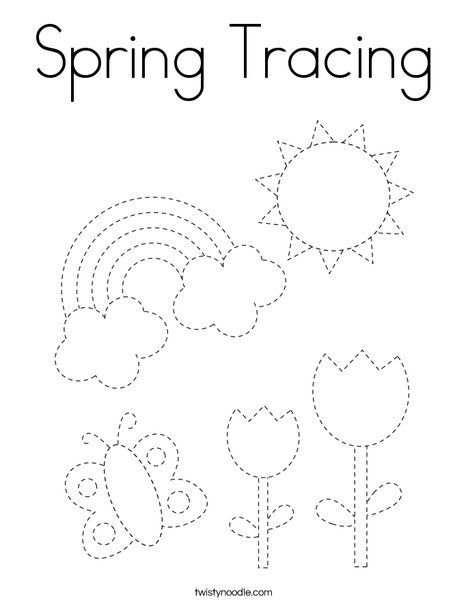 a spring traceing worksheet for kids to learn how to write and draw