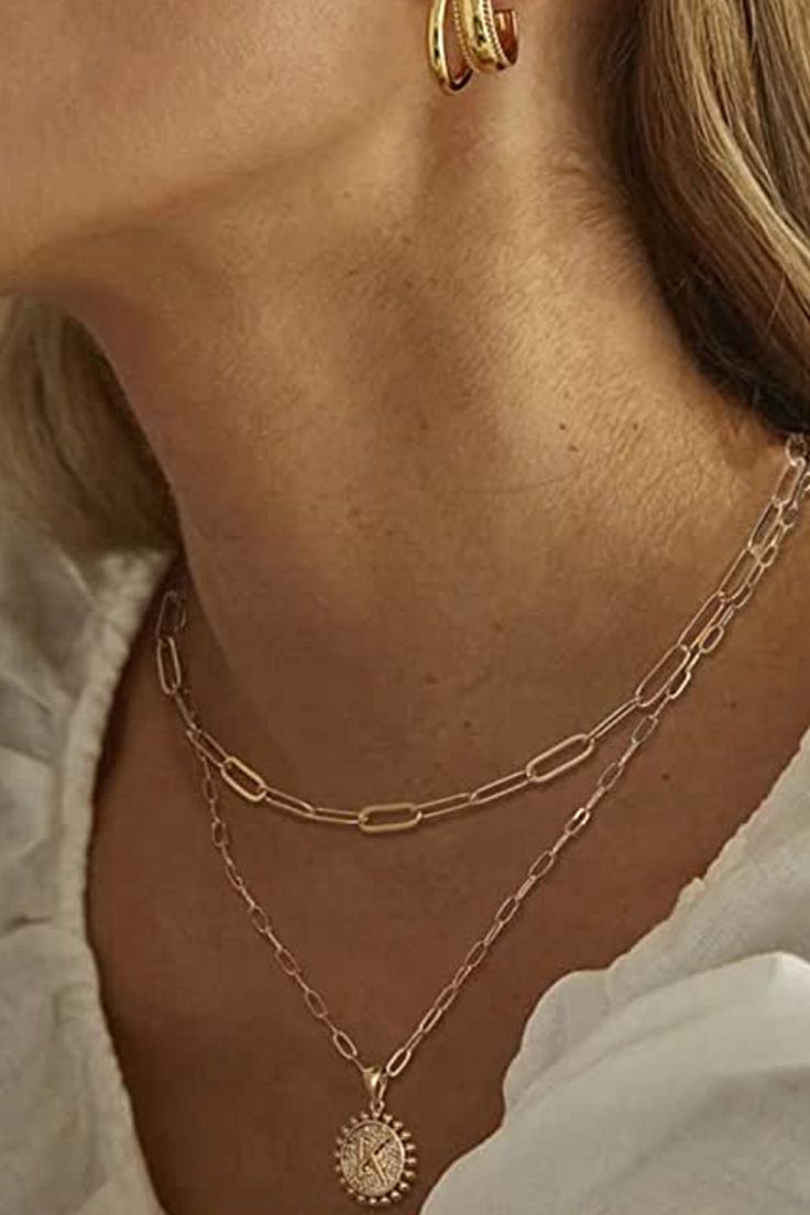 Paperclip Chain Necklace, Layered Choker Necklace, Double Necklace, Snake Pendant, Coin Pendant Necklace, Dainty Gold Necklace, Gold Necklace Women, Evil Eye Pendant, Chain Choker Necklace