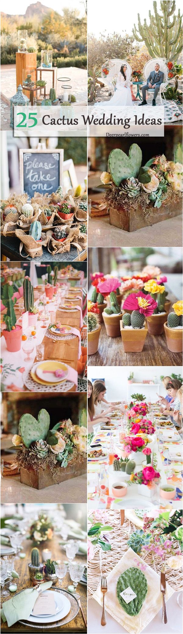 a collage of photos with cactus decorations and flowers on them, including plates, napkins, cups, and utensils