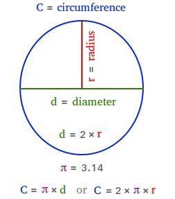 Circumference of a circle using the formula Teaching Circumference Of A Circle, How To Find Circumference Of A Circle, Circumference Of A Circle Formula, Math Circle, Triangle Meaning, Circle Formula, Circumference Of A Circle, Parts Of A Circle, Maths Revision