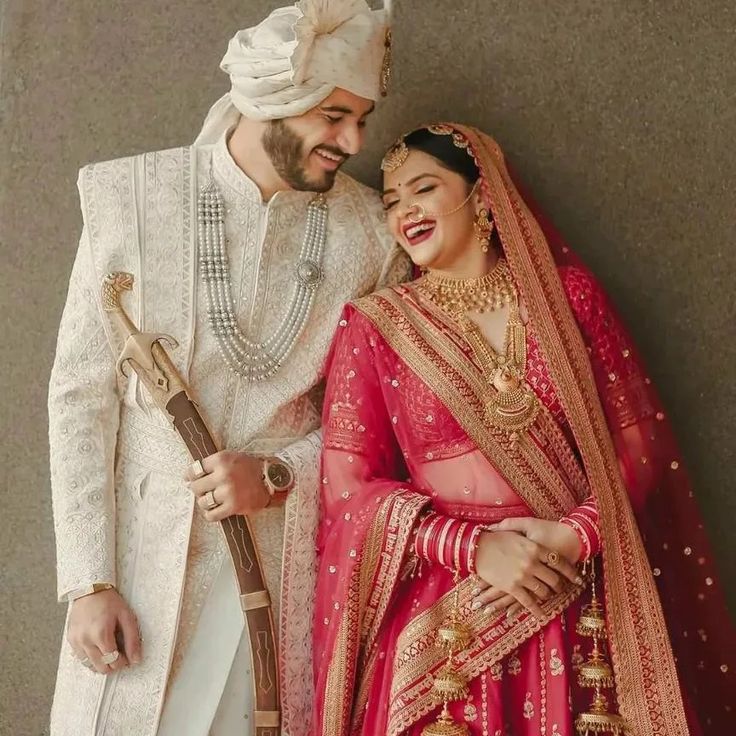 Bride And Groom Indian Wedding Outfit, Groom Indian Wedding Outfits, Latest Bridal Lehenga Designs, Bride Groom Poses, Groom Pose, Wedding Outfits For Groom, Indian Wedding Poses, Bride Photos Poses, Latest Bridal Lehenga