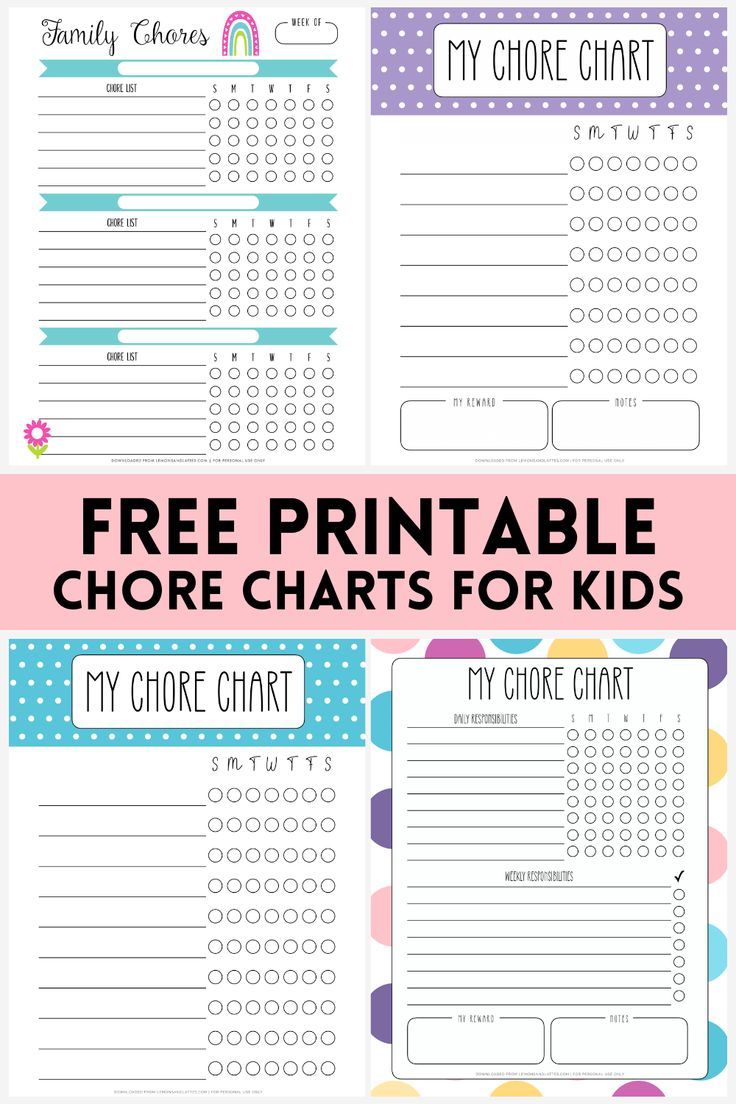 the free printable chore chart for kids